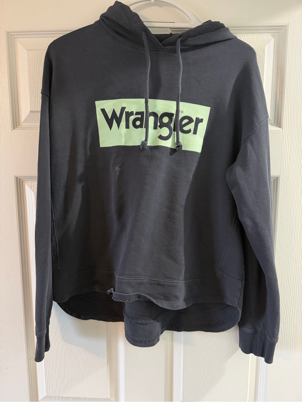 Wrangler navy Hoodie with Mint Green Logo Panel